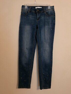 Denim Studded Dark Wash Skinny Jeans Size 8